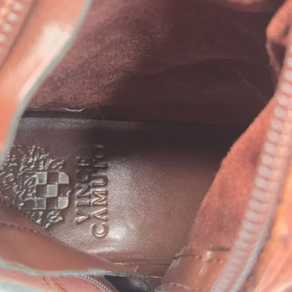 Vince Camuto Equestrian Boots 7.5 Brown Leather Knee High Studded Western Riding - Picture 13 of 14